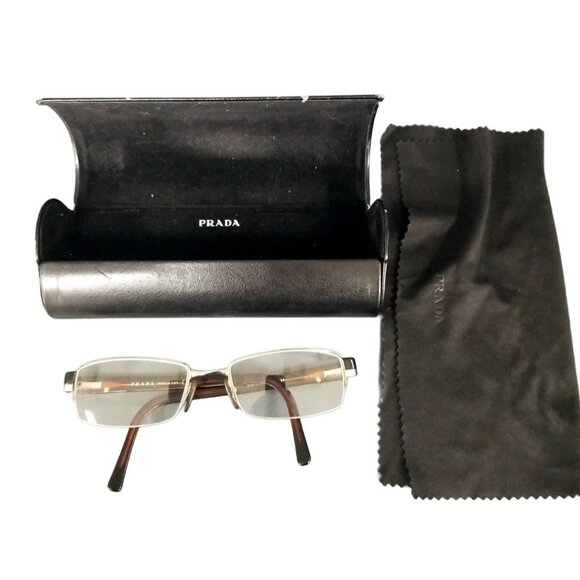 Prada VRR60H Black Half Ring Frames w Travel Case & Microfiber Cloth Luxury - Picture 1 of 9